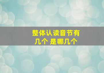 整体认读音节有几个 是哪几个